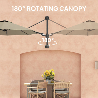 Sun Parasol with Vent, Wall Umbrella for Patio, Garden, Khaki