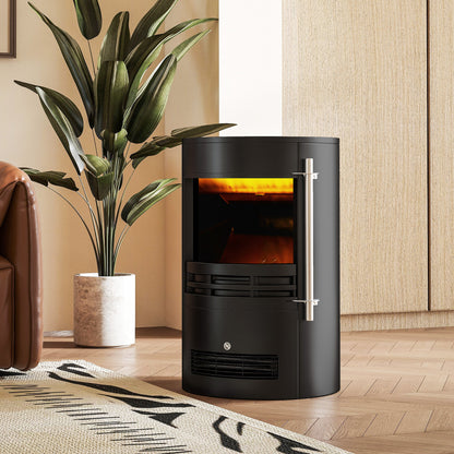 Fireplace Electric Heater Stove w/ Thermostat Control Black Freestanding