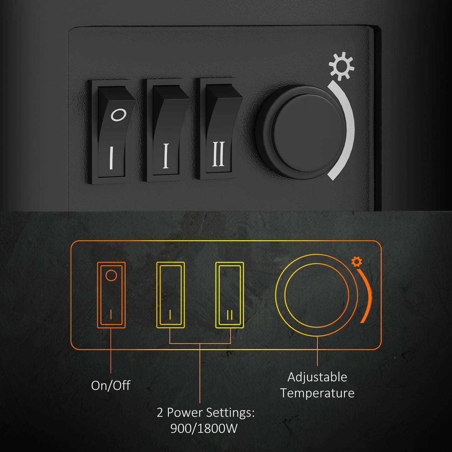 Fireplace Electric Heater Stove w/ Thermostat Control Black Freestanding