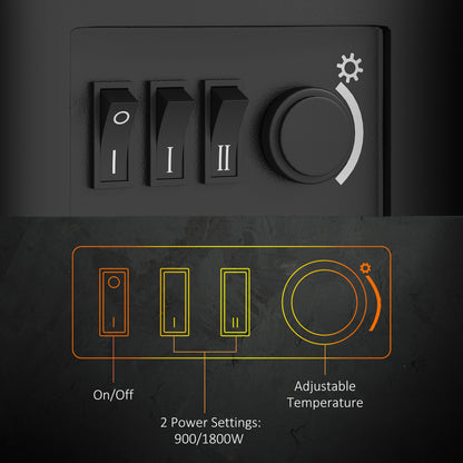 Fireplace Electric Heater Stove w/ Thermostat Control Black Freestanding