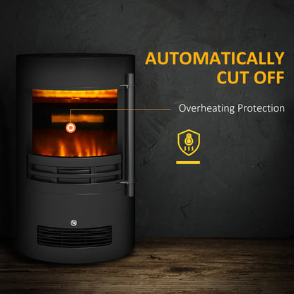 Fireplace Electric Heater Stove w/ Thermostat Control Black Freestanding