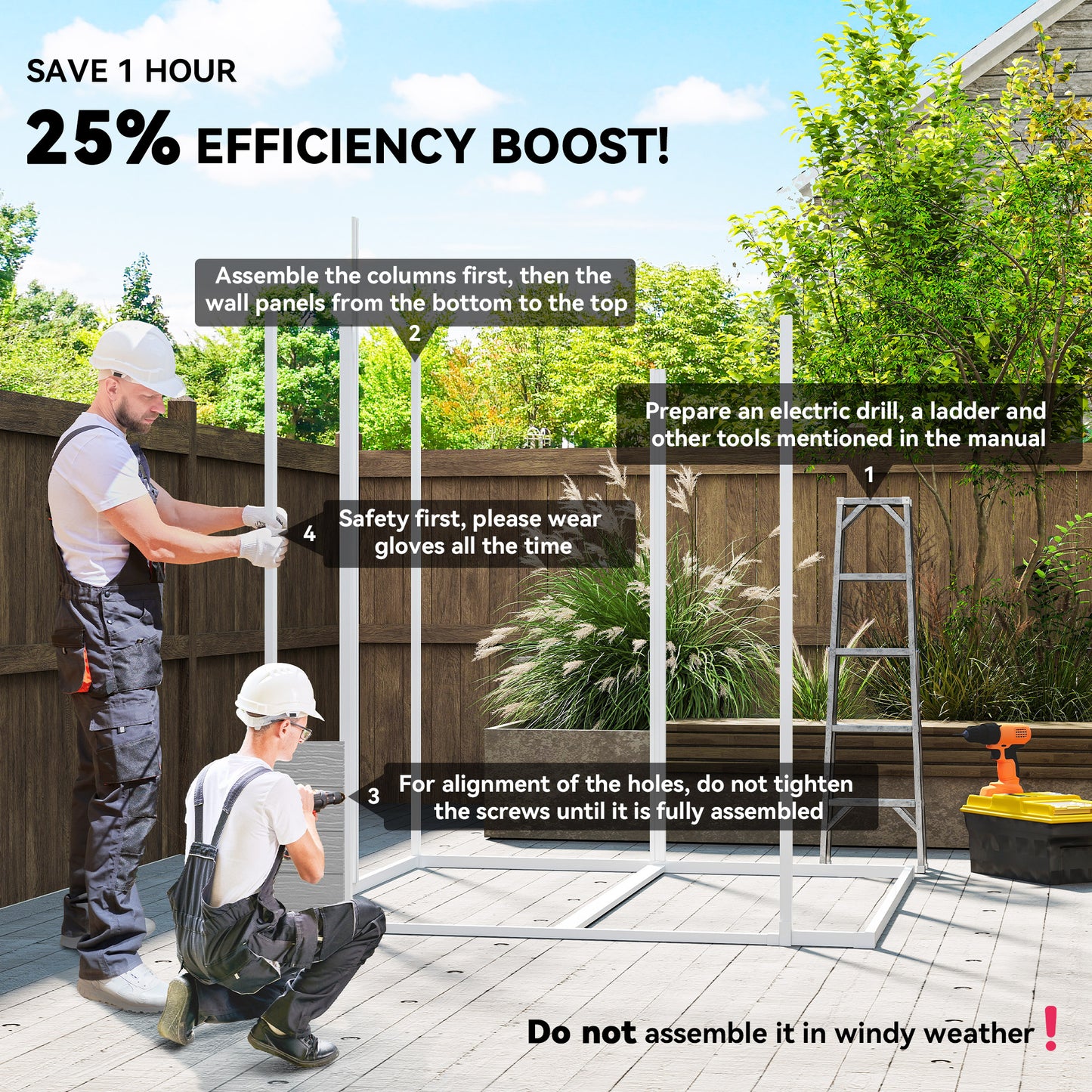 6 x 6ft Plastic Garden Shed with Floor, Window, Vents, Grey