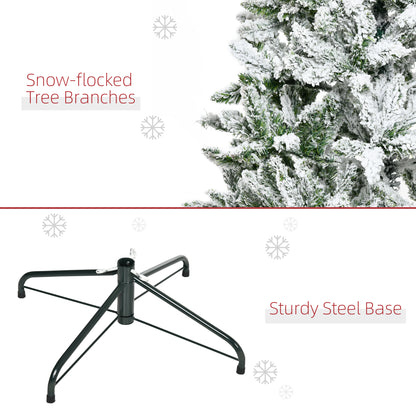6ft Snow Flocked Artificial Christmas Tree w/ Realistic Branch Tips