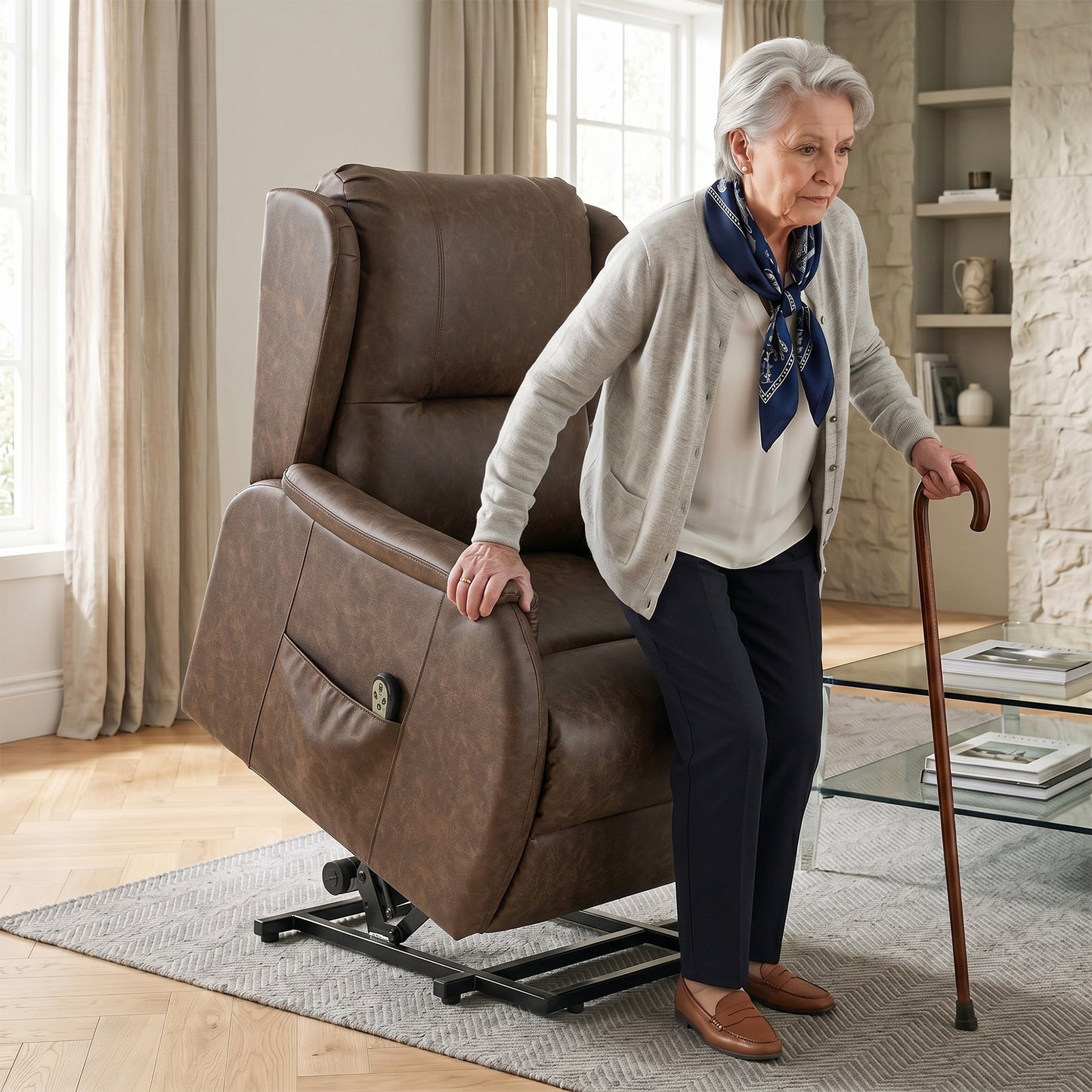 Power Lift Recliner Chair Dual Motor, Brown