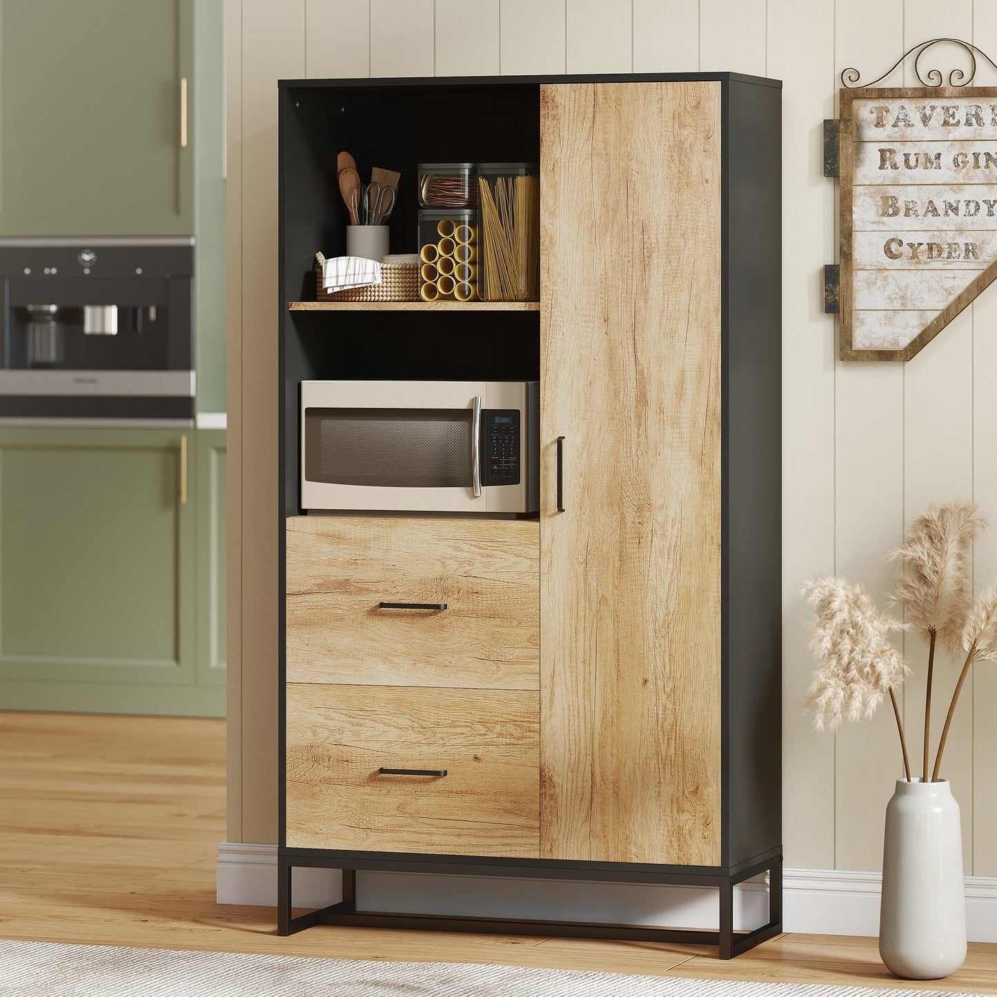 Kitchen Storage Cabinet, Pantry Cupboard with Shelves, Drawers