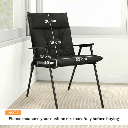 Garden Chair Cushions Set of 4, Waterproof Seat Pads, Black