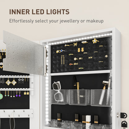 Door Hanging or Wall Mounted Jewellery Cabinet w/ Mirror Black Lining