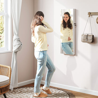 Door Hanging or Wall Mounted Jewellery Cabinet w/ Mirror Black Lining