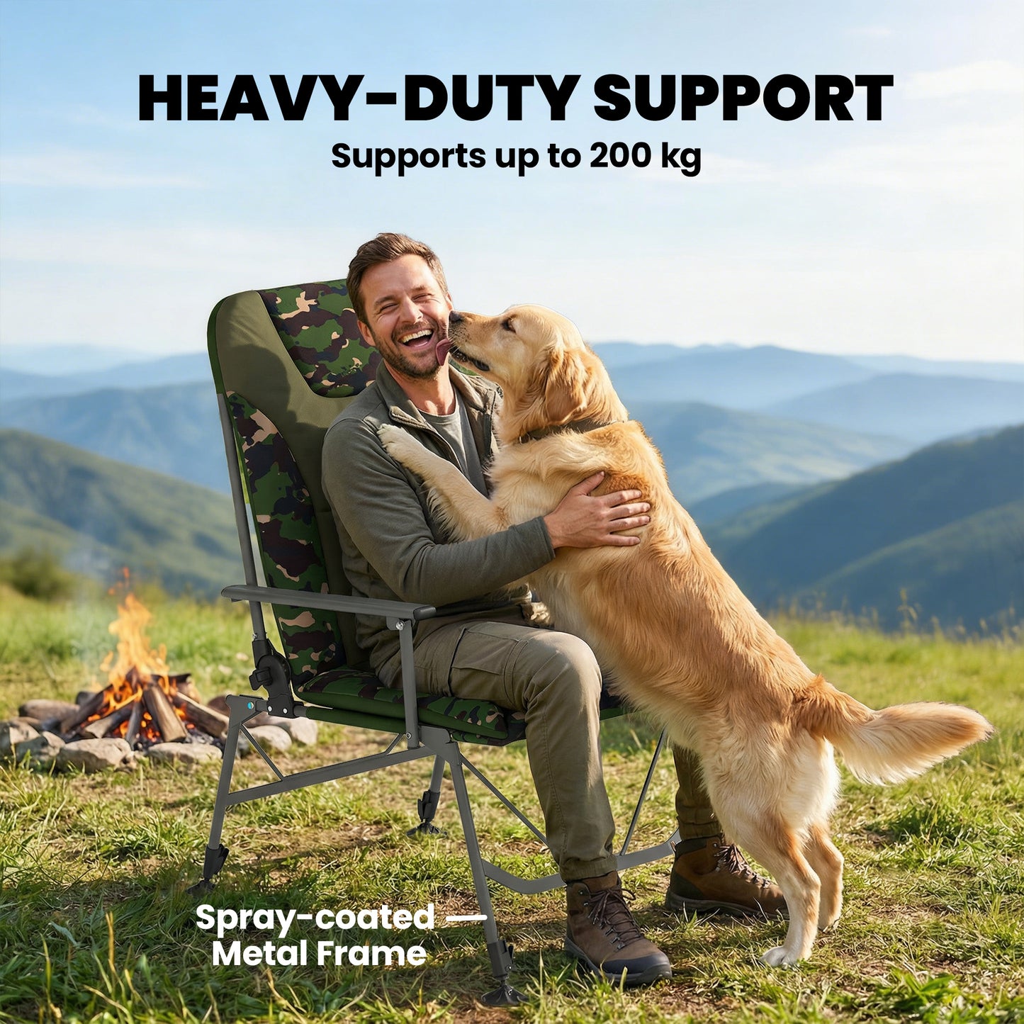 Camping Chair Reclining Padded for Adults Camouflage