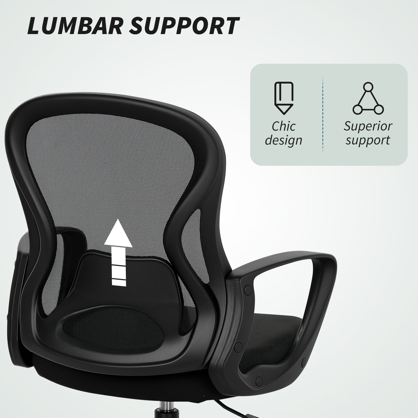 Mesh Office Chair with Lumbar Support, Adjustable Height, Black