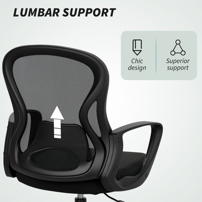 Mesh Office Chair with Lumbar Support, Adjustable Height, Black