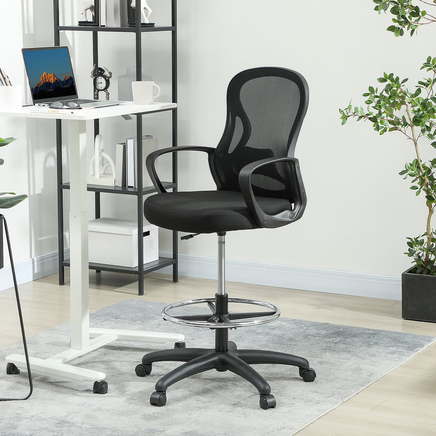 Mesh Office Chair with Lumbar Support, Adjustable Height, Black