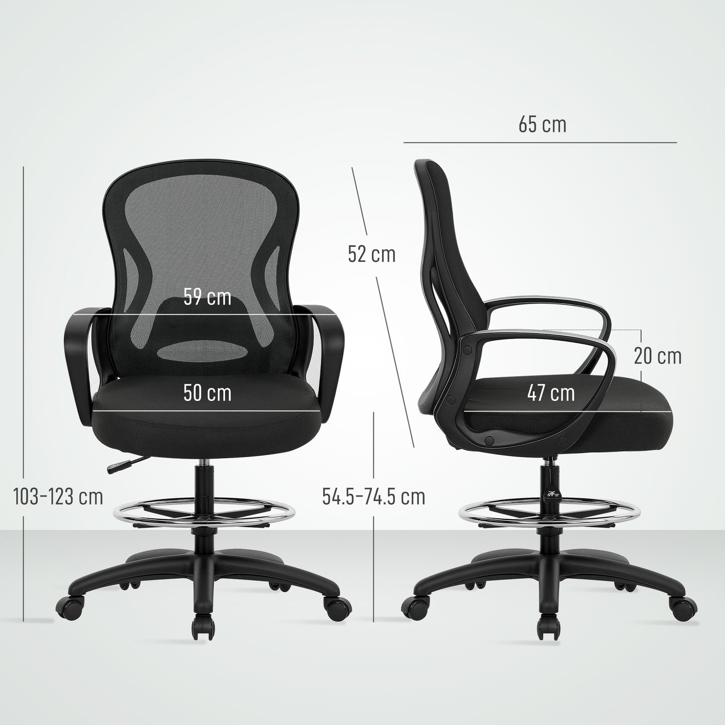 Mesh Office Chair with Lumbar Support, Adjustable Height, Black