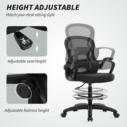 Mesh Office Chair with Lumbar Support, Adjustable Height, Black