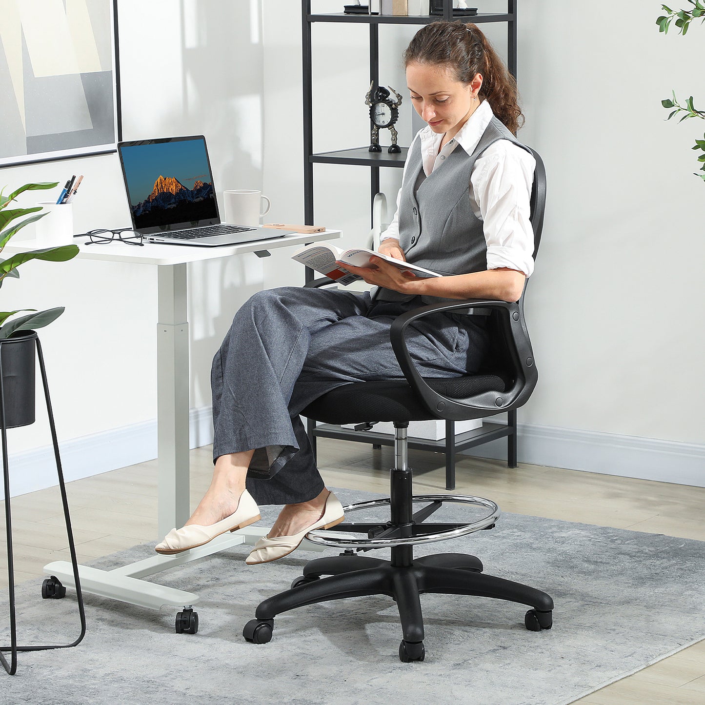 Mesh Office Chair with Lumbar Support, Adjustable Height, Black