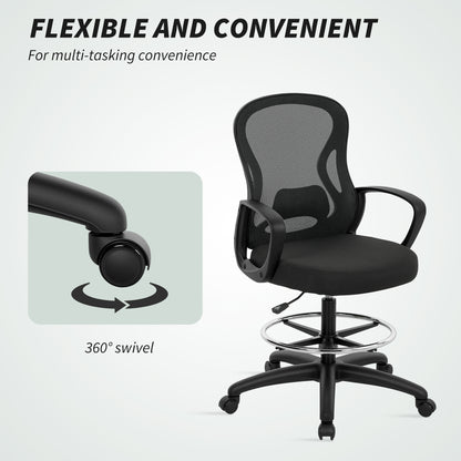 Mesh Office Chair with Lumbar Support, Adjustable Height, Black