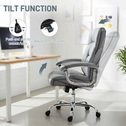 Office Chair 180kg, High Back Desk Chair with Spring Cushion, Grey