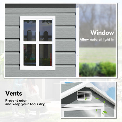 4 x 3 ft Plastic Small Garden Shed with Lockable Door, Light Grey