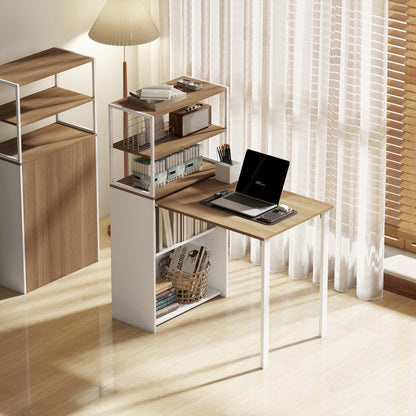 Foldable Computer Desk, Home Office Desk for Small Spaces, Natural