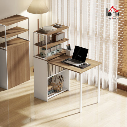 Foldable Computer Desk, Home Office Desk for Small Spaces, Natural