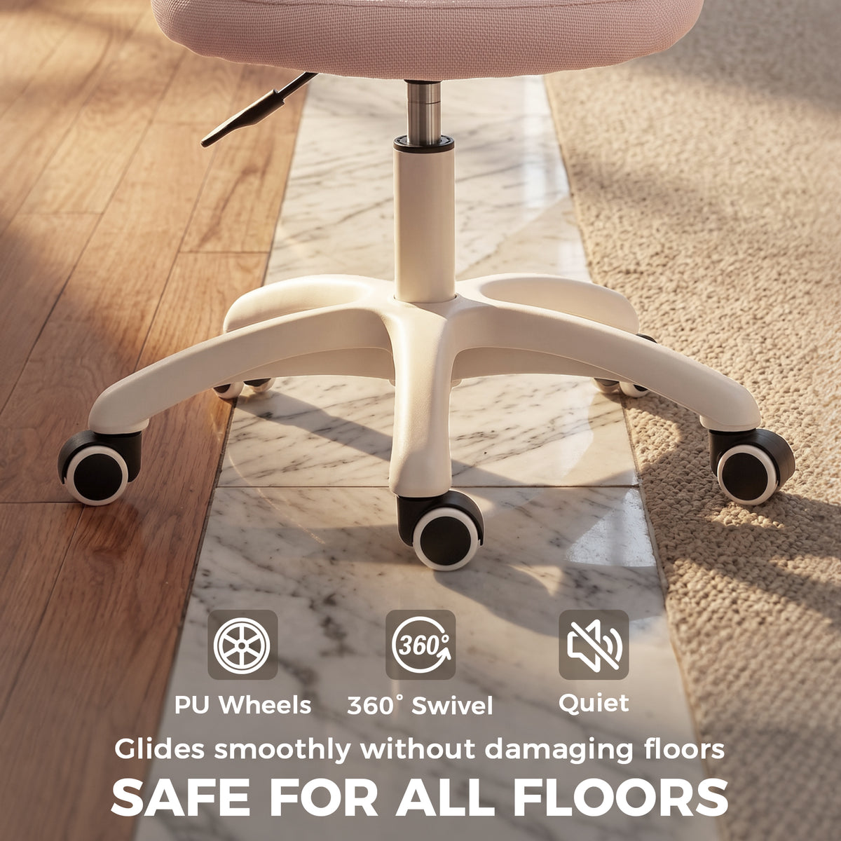 Armless Office Chair with Mesh Back, Pink
