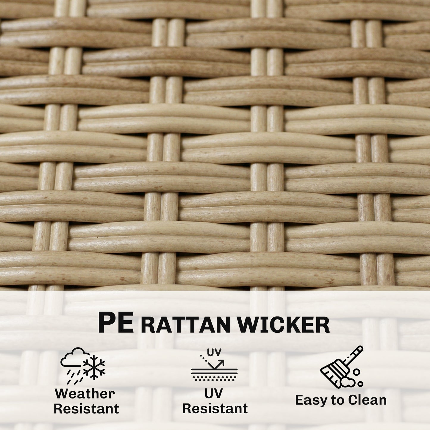 4 Seater Rattan Dining Set with Parasol, Light Brown