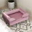 Dog Sofa Pet Couch w/ Removable Backrest Cushion Washable Cover - Pink