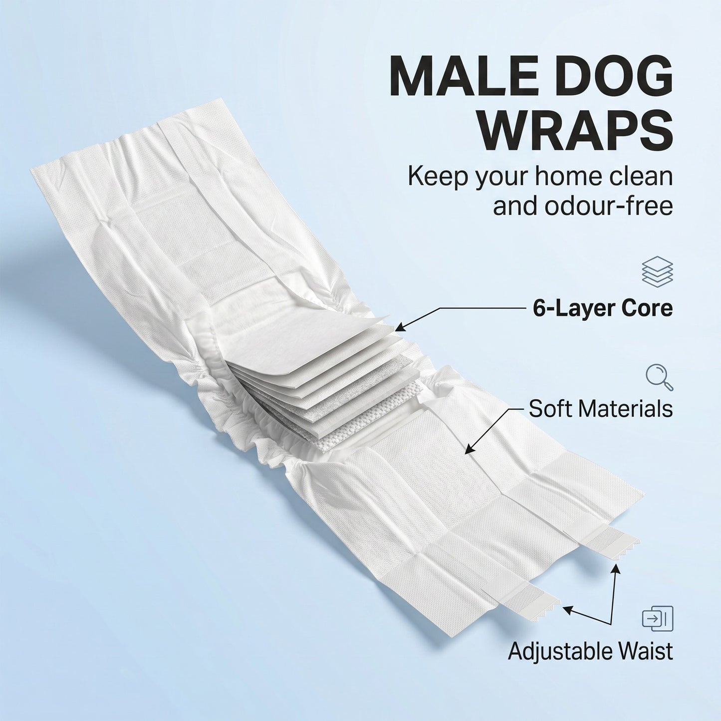Disposable Dog Diapers Male, 48 Count Absorbent Dog Nappies, Puppy Sanitary Wraps Panties for Incontinence or Excitable Urination and Training, M, 45-64 cm