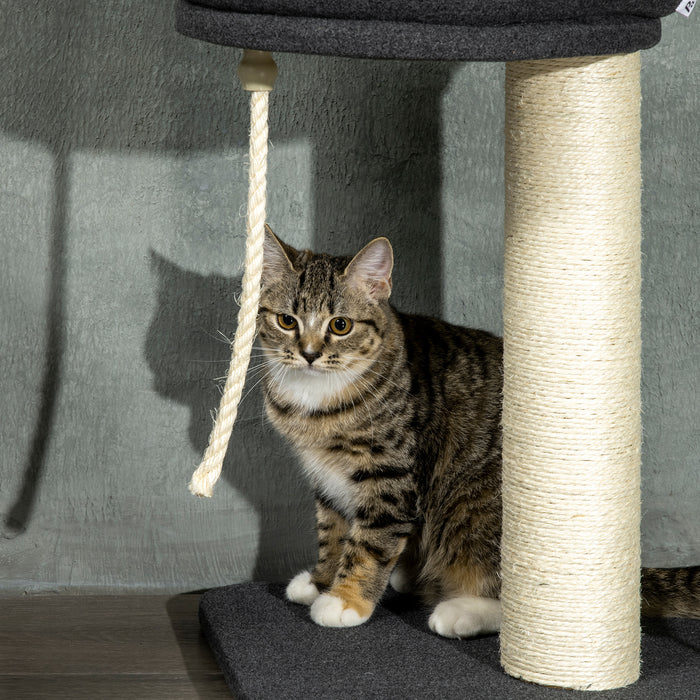 5-Tier Cat Tree, Floor To Ceiling Cat Tree, Cat Tower with Adjustable Height, Multi-level Cat Climbing Tree with Scratching Posts, Black