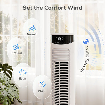Tower Fan with WiFi Control 116 cm White