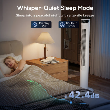 Tower Fan with WiFi Control 116 cm White