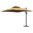 Garden Parasol, 3(m) Cantilever Parasol with Hydraulic Mechanism, Dual Vented Top, 8 Ribs, Cross Base, Khaki