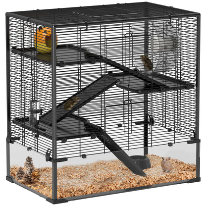 4-Tier Hamster Cage w/ Deep Tempered Glass Bottom, 78.5 x 48.5 x 80cm