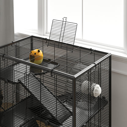 4-Tier Hamster Cage w/ Deep Tempered Glass Bottom, 78.5 x 48.5 x 80cm