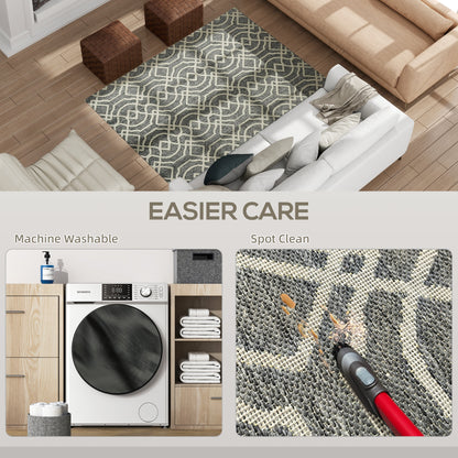 Easy-Cleaning Machine Washable Rug for Patio, Garden, Grey