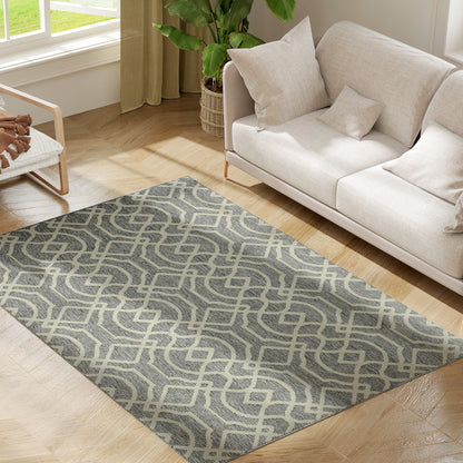 Easy-Cleaning Machine Washable Rug for Patio, Garden, Grey