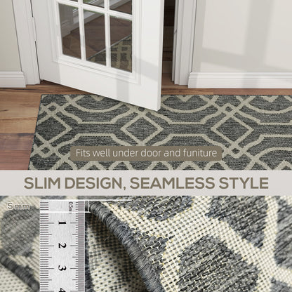 Easy-Cleaning Machine Washable Rug for Patio, Garden, Grey