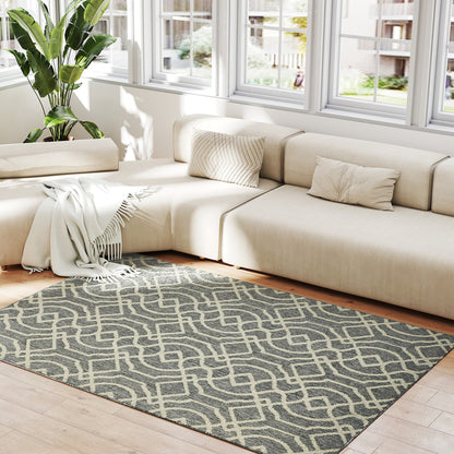 Easy-Cleaning Machine Washable Rug for Patio, Garden, Grey