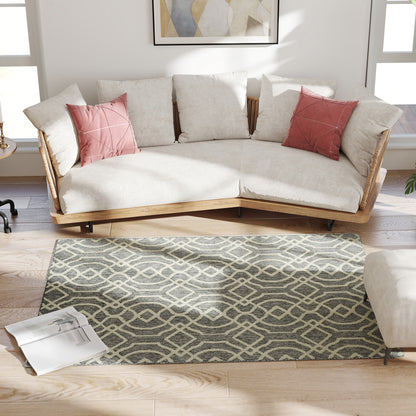 Easy-Cleaning Machine Washable Rug for Patio, Garden, Grey