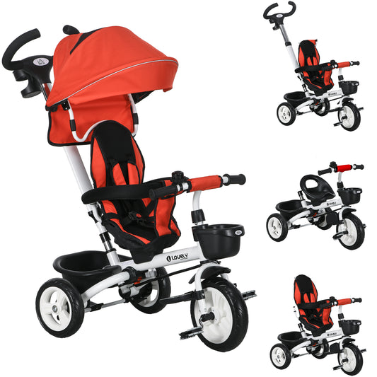 6 in 1 Trike for Toddler 1-5 Years with Parent Handle, Red