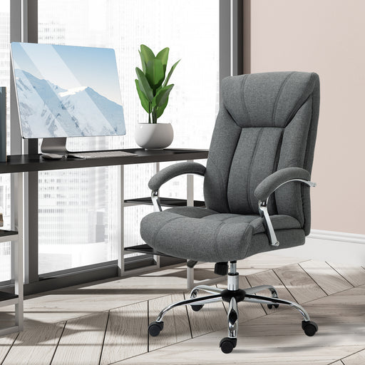 Swivel Desk Chair with Linen Fabric√î¬∫√•Study Task Chair for Home Office, Adjustable Height, Armrests, Swivel Wheels, Grey