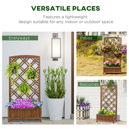 Wooden Planter with Trellis, Raised Bed for Garden, Brown