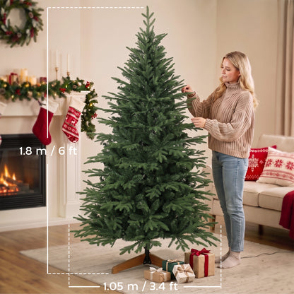180 cm Artificial Christmas Tree Solid Pine Wood Stand, Green