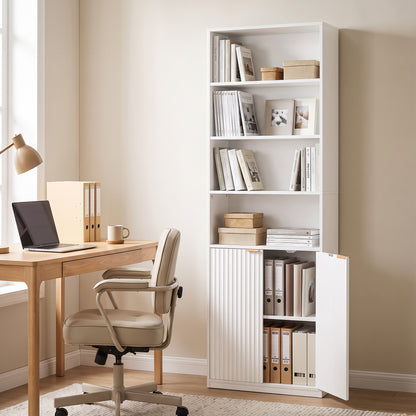 Bookcase with Adjustable Shelf 6-Tier Tall Bookshelf, White