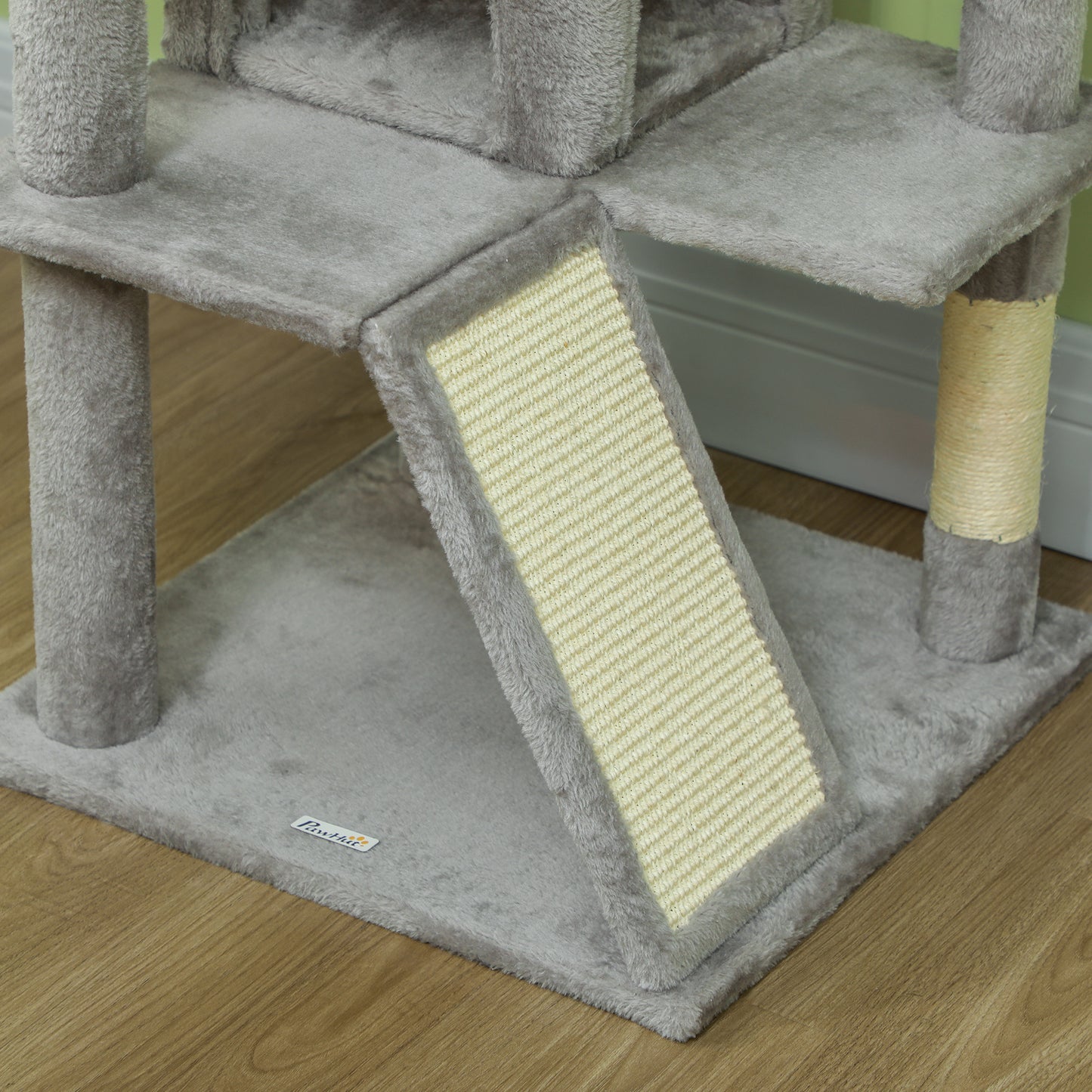 138cm Cat Tree with Scratching Posts and Pad, Bed, Condos, Light Grey