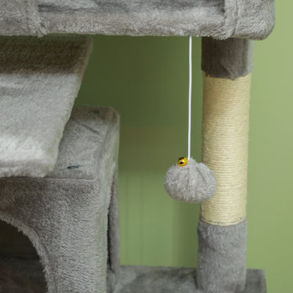 138cm Cat Tree with Scratching Posts and Pad, Bed, Condos, Light Grey