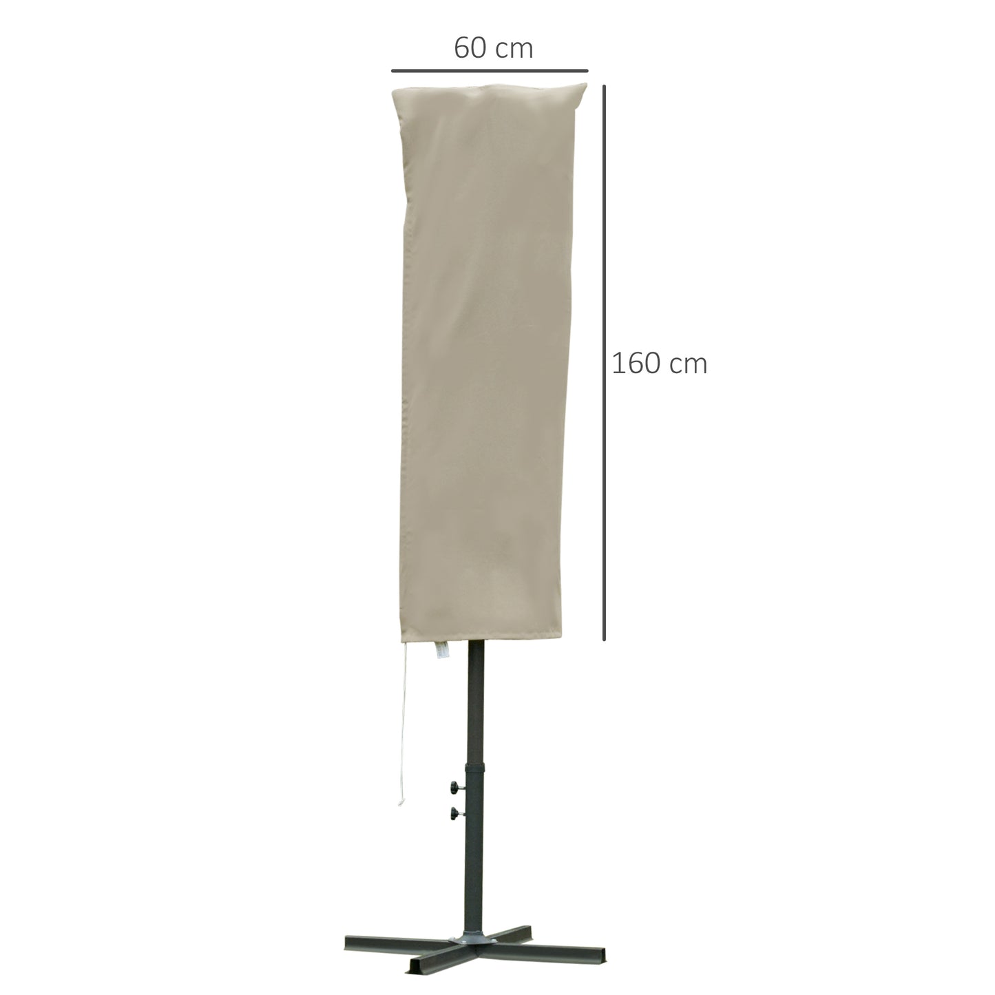 Garden Parasol Cover for 2-4m Outdoor Umbrella Protector w/ Rod, Zipper