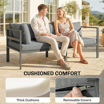 Patio Furniture Set Adjustable Backrest L-Shaped Dark Grey