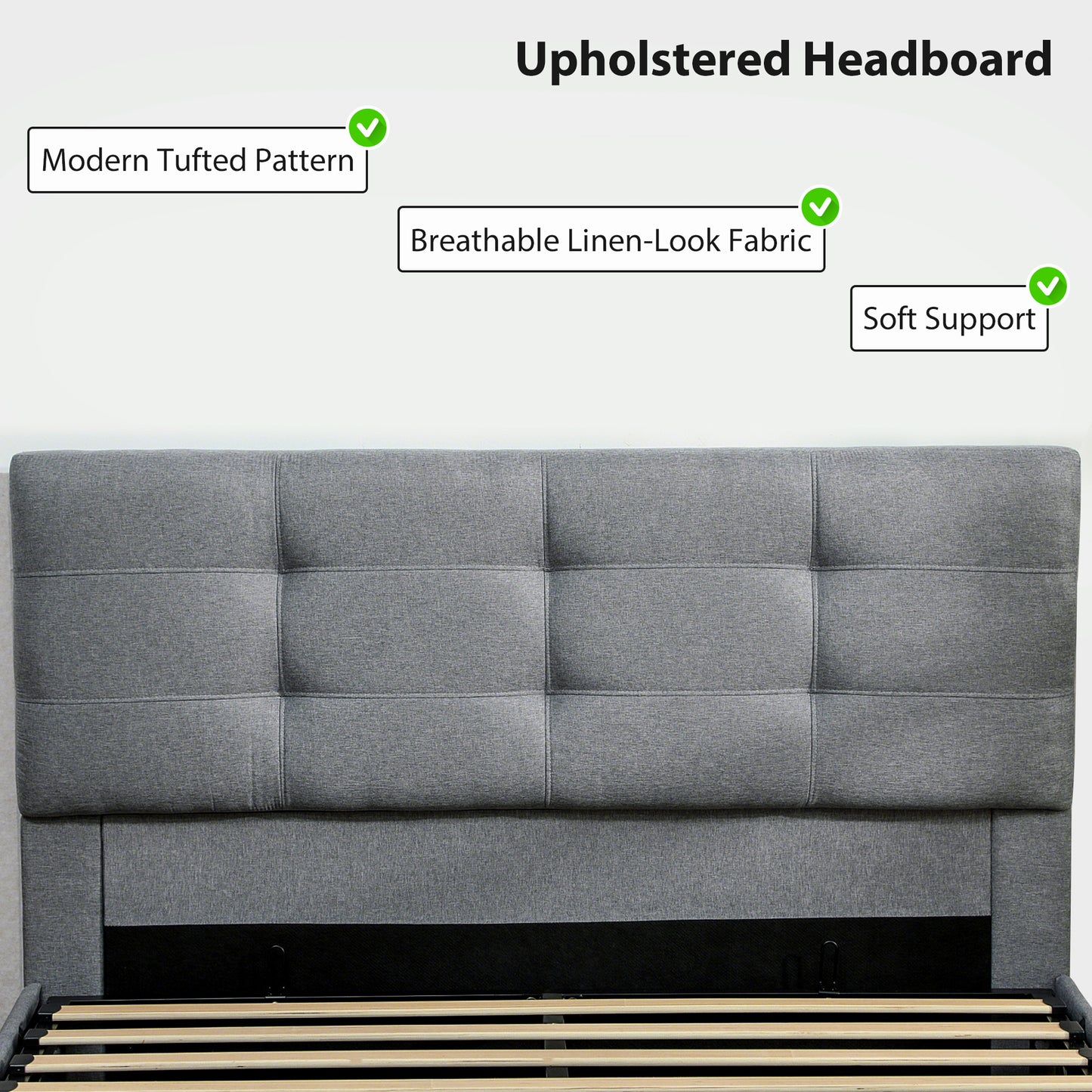 Upholstered Ottoman Bed, 5ft King Storage Bed Frame, Grey