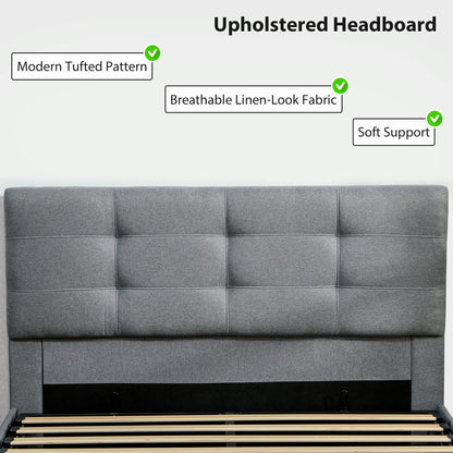 Upholstered Ottoman Bed, 5ft King Storage Bed Frame, Grey